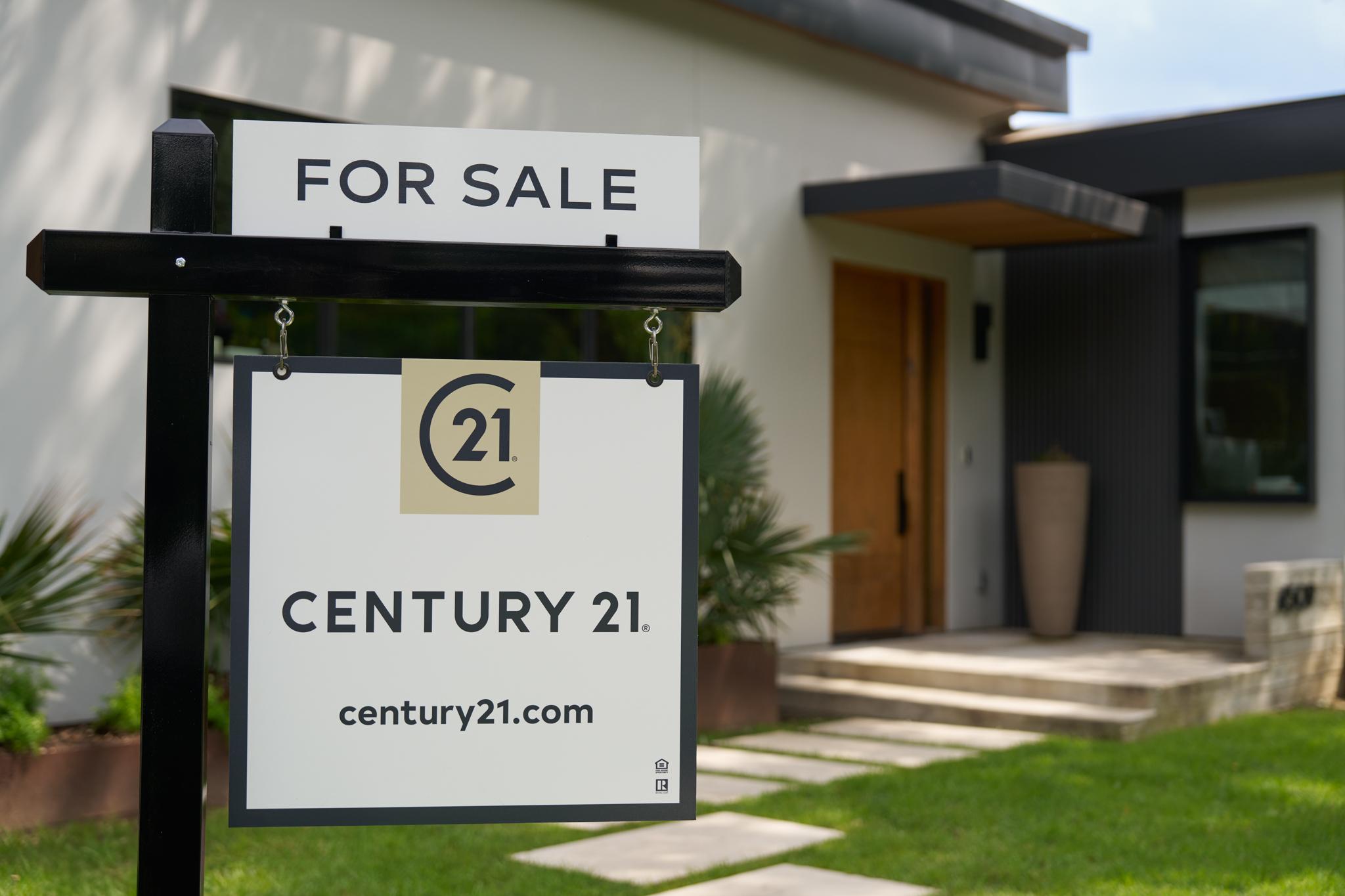 CENTURY 21 Preferred FOR SALE listing sign in front of a modern North Jersey home